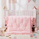 Crib Bedding Set, 3-PIECE Comforter Girls, Boho Ruffle Pink Nu. Fixed Price $60.99.