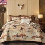 Western Cowboy Quilt Set Rustic Bedding 3 Piece Microfiber Bedspread Shams New. Fixed Price $48.16.