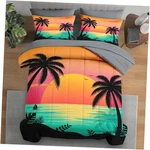 Comforter Size, Beach Sunset 7 Pcs Bedding Kids And King Palm Tree. Fixed Price $121.04.