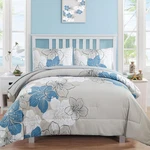 Luxudecor Floral Comforter Queen Size, Blue And Sheet Set,. Fixed Price $70.71.