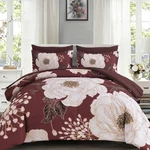 Burgundy Floral 7-PIECE Queen Comforter Set With Reversible Design. Fixed Price $62.99.