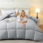 Wellos Luxury Queen Size 90 Feather Down Comforter 100% Cotton Cover Gray. Fixed Price $54.99.
