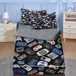 Nesker Zipper Bedding Twin Retro Colorful Gamepad Up Set For Boys.... Fixed Price $60.13.