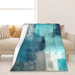 Turquoise Grey Abstract Art Painting Throw Blanket Geometric Flannel 50X60. Fixed Price $36.25.