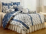 Dena Nostalgia Newport Blue White Stripes Full Queen Comforter Set / Shams. Fixed Price $129.95.
