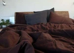 Linen Duvet Cover Chocolate Washed , Uo Bedding Comforter With Buttons. Fixed Price $139.28.