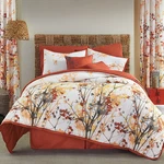 Brylanehome Funky Floral 6 Piece Comforter Set - King, Orange Grey. Fixed Price $158.99.