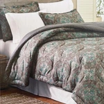 Teal Blue & Gray Medallion Full Queen Bed Comforter Set With Shams, 3 Piece. Fixed Price $79.88.