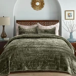 King Size Olive Green Velvet Quilt Set Ruched Coverlet 3 Piece All Season. Fixed Price $145.99.