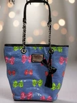 Betseyville Blue Pink Green Bow Sequin Tote Bag With Double Handles. Fixed Price $22.00.