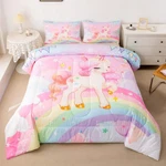 Kawaii Unicorn Bedding Set Queen - Reversible Comforter Kids & Teens. Fixed Price $78.99.