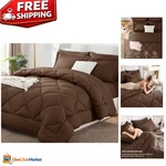 Soft Microfiber 7-PIECE King Comforter Set Elegant Brown All-season Bedding. Fixed Price $83.29.