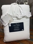 Brooks Brothers White Ruffle Queen Comforter 3PC Set Textured Eyelet Shabby Chic. Fixed Price $179.97.