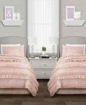 Cor Belle Cascading Frills 4-PC. Comforter Set Full / Queen Blush. Fixed Price $115.00.
