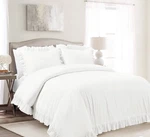 Lush Cor Reyna Twin Xl White Duvet Set 100% Cotton Ruffles Elegant. Fixed Price $59.00.