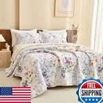 Qsh 100 Cotton Floral Quilt Bedding Set 3PCS - Queen Size 90X98 Yellow. Fixed Price $141.28.