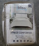 Sleep Happy Bliss Bedding White 3 Pc. Queen Comforter W/2 Pillow Shams Set. Fixed Price $25.00.