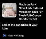Madison Park Nova Embroidered Medallion Faux Fur Plush Full/queen Comforter Set. Fixed Price $69.99.