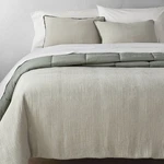 Full/queen Textured Chambray Cotton Comforter & Sham Set Sage Green - Casaluna. Fixed Price $55.99.