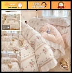 Elegant Pink Flower Comforter Set - Reversible Ruffle Bedding With 2 Pillow Sham. Fixed Price $106.99.