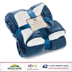 Lightweight Sherpa Throw Blanket, Elegant Plush Comfort All Ages, Navy White. Fixed Price $43.61.