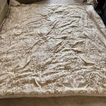 Michael Amini Luxembourg Champagne Floral Brocade Style Queen Size Comforter. Fixed Price $225.00.