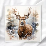 Winter Deer Fabric Panel Quilt Block For Christmas Sewing And Crafting WD1983. Fixed Price $5.00.