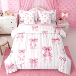 Pink Ribbon Bow Set: Kawaii Coquette Bedding For Girls, Teens, WOMEN-7PC. Fixed Price $75.36.
