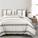 King Duvet Cover Set Farmhouse Stripe Reversible Cotton 3 Piece Lush Decor. Fixed Price $161.75.