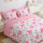 Pink Bow 7-PIECE Comforter Set Girls Soft Princess Bedding, Queen Size. Fixed Price $99.99.