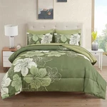 Luxudecor Floral Comforter Set Size, 7 Pieces Bed In Queen, Olive Green. Fixed Price $82.55.