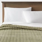 King Channel Stitch Velvet Quilt Green - Threshold. Fixed Price $45.99.
