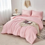 Comforter Set 5 Pcs Full Size Pink Pom Boho Lightweight Perfemet Chic Aesthetic. Fixed Price $89.99.