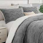 Fluffy King Size Comforter Set - Super Soft Sherpa Grey. Fixed Price $108.97.