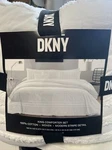 Dkny Chenille Stripe King Comforter Set, White, Nwt. Fixed Price $188.89.
