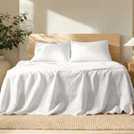 Luxury 100% Linen Sheet Set - Deep Pockets Easy Fit By Bare Home. Fixed Price $244.99.
