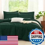 Cozylux Queen Comforter Set Emerald Green 7 Pieces Soft Pinch Pleat Bed Bag. Fixed Price $63.11.
