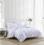 Laura Ashley Comforter Set Twin Belinda 2-PIECE Reversible Floral Cotton Blue. Fixed Price $78.00.