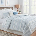 8PC Queen Clipped Jacquard Stripe Comforter Set Blue - Threshold:. Fixed Price $39.99.