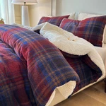 Cyusri Plaid Sherpa Comforter Set 3PCS Fluffy Warm Fleece Down Alternative Red. Fixed Price $183.32.