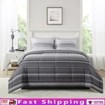 Reversible Comforter Set Bed-in-a-bag Ombre Striped Microfiber Bedding New. Fixed Price $59.69.