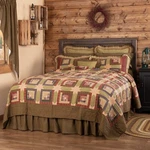 Tea Cabin Queen Patchwork Quilt 94X94 Cotton Country Moss Green Khaki Red. Fixed Price $269.95.