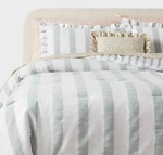 Rare 8PC King Cabana Striped Floral Comforter And Sheet Set - Threshold New. Fixed Price $135.00.