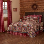 Braxton King Hand Quilted Log Cabin Patchwork 110X97 Apple Red Navy Vhc. Fixed Price $220.96.