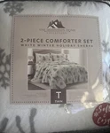 Mountain Home Comforter 3 Piece Set Twin Size Plush Sherpa Soft White Grey Nib. Fixed Price $25.00.