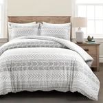 Lush Decor Hygge Geo Reversible 3 Piece Cotton Duvet Set King Gray White. Fixed Price $143.83.