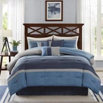 Collins Navy Striped Microsuede 7-PIECE King Comforter Set. Fixed Price $170.56.