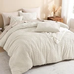 King Size Comforter Set Beige, 3 Pieces Cream Tufted Boho Farmhouse Bedding. Fixed Price $53.93.