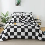 Caressma Queen Comforter Set Black White Plaid 90X90 Inch 3 Pieces Buffalo. Fixed Price $48.73.