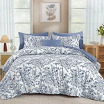 Wongs Bedding Blue Floral Comforter Set King Size, 8 Pieces Flower Botanical. Fixed Price $83.52.